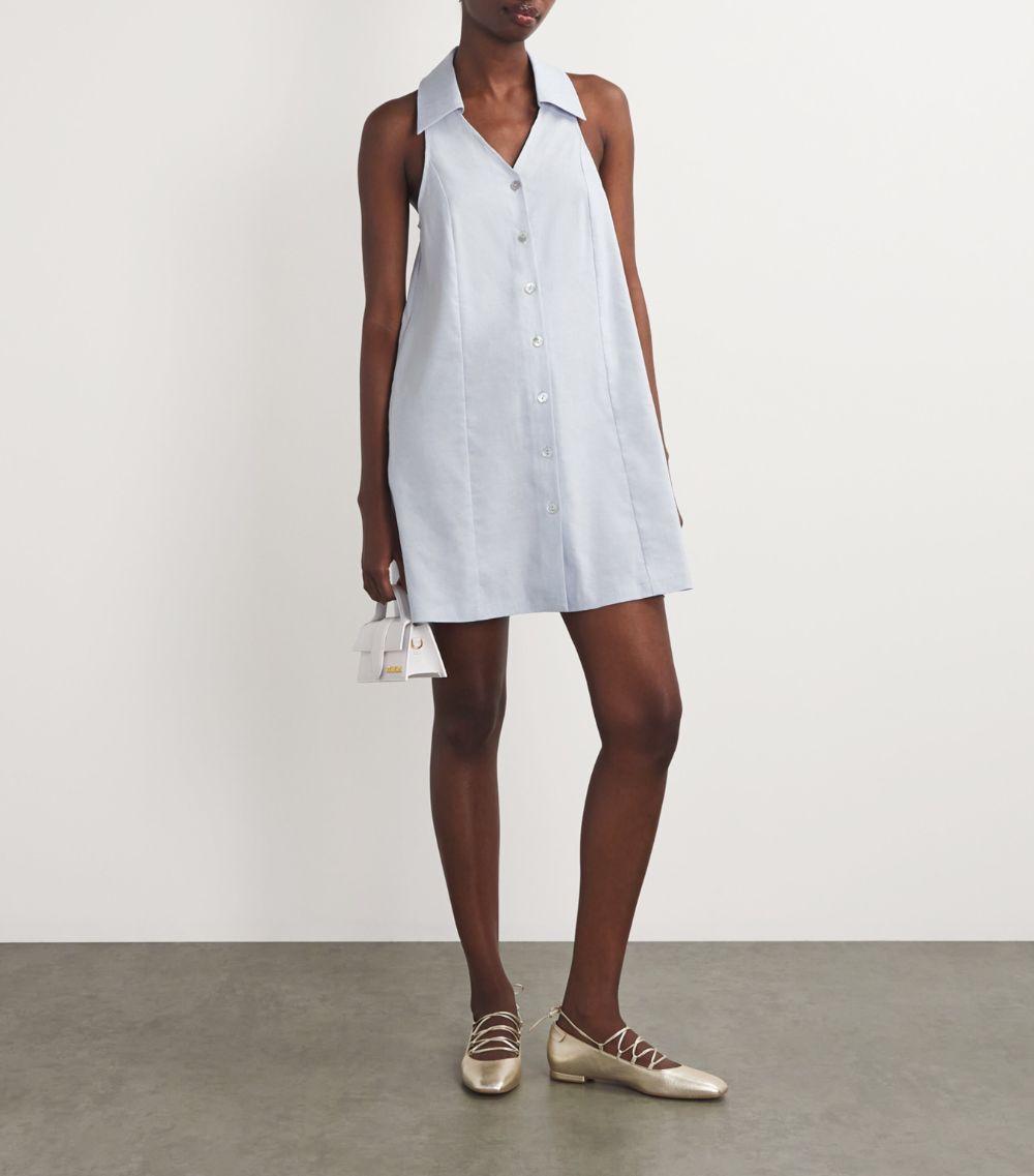  Claudie Pierlot Linen-Blend Shirt Mini Dress