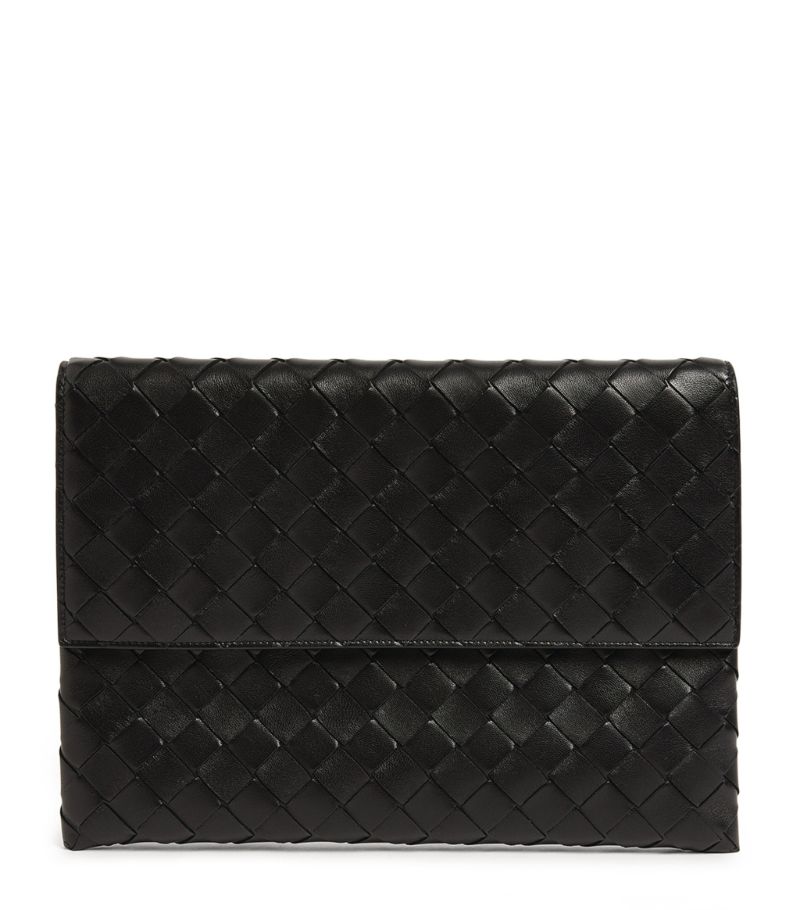 Bottega Veneta Bottega Veneta Leather Intrecciato Flap Pouch