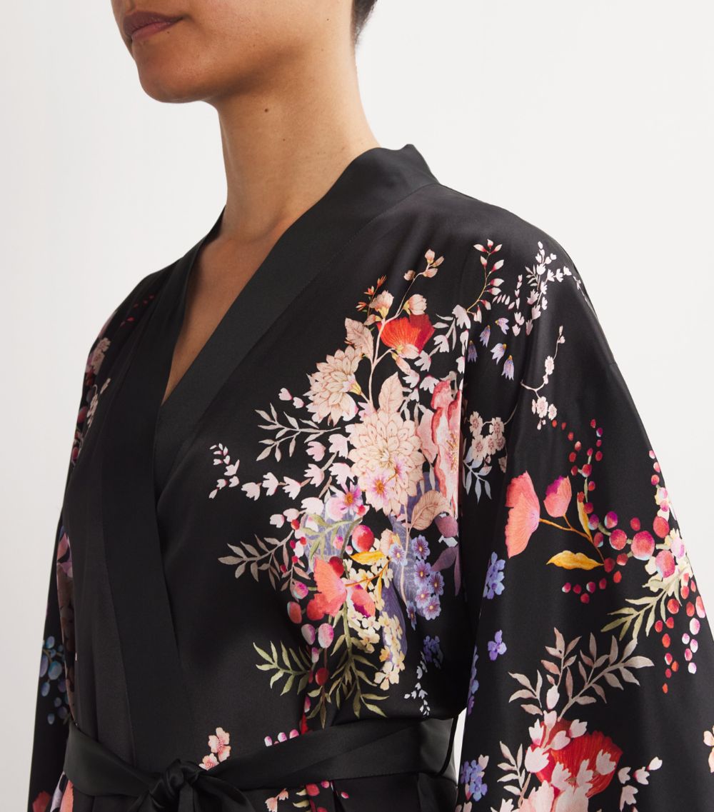 Meng Meng Silk-Satin Floral Kimono