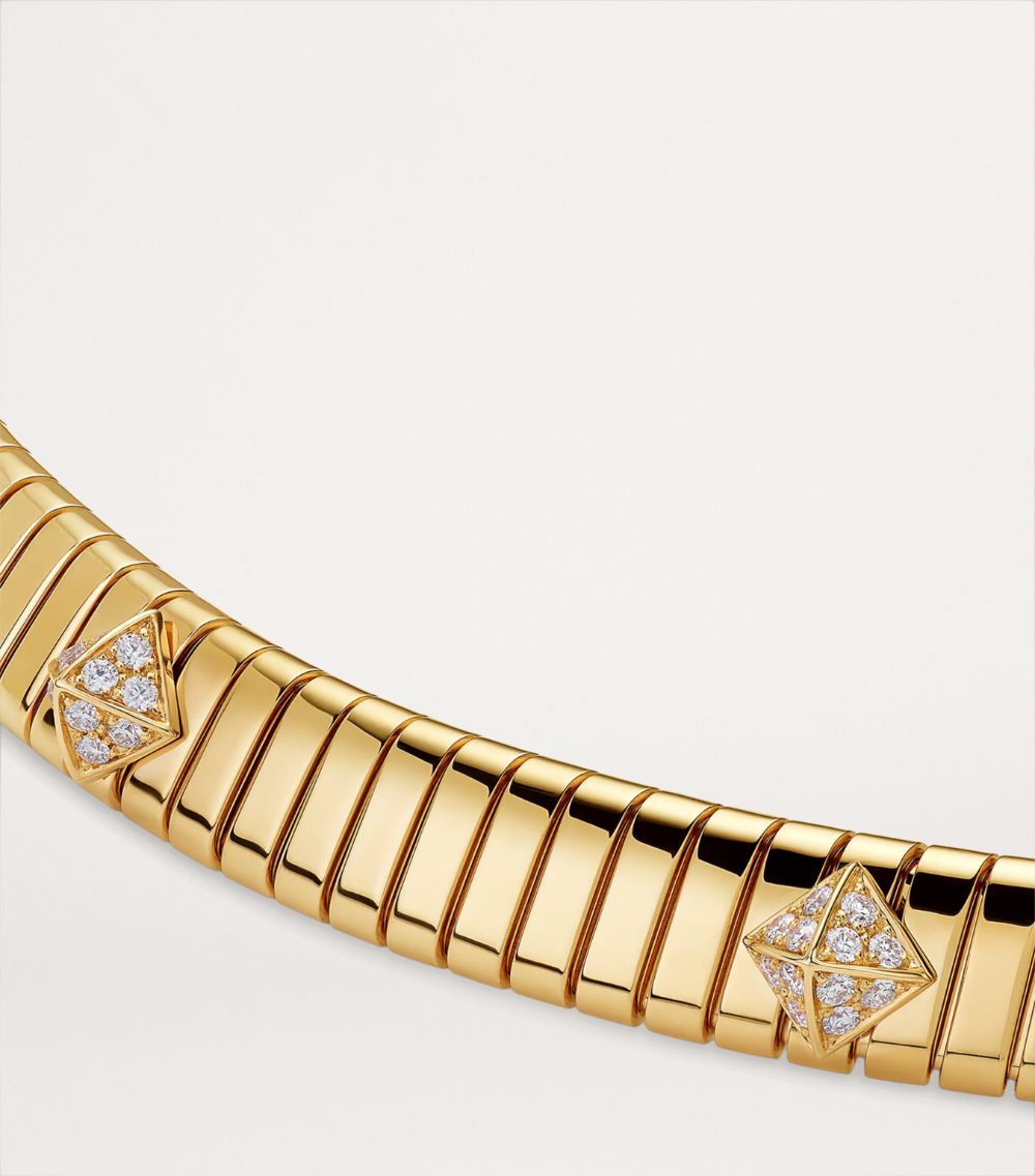 Bvlgari Bvlgari Yellow Gold And Diamond Tubogas Necklace