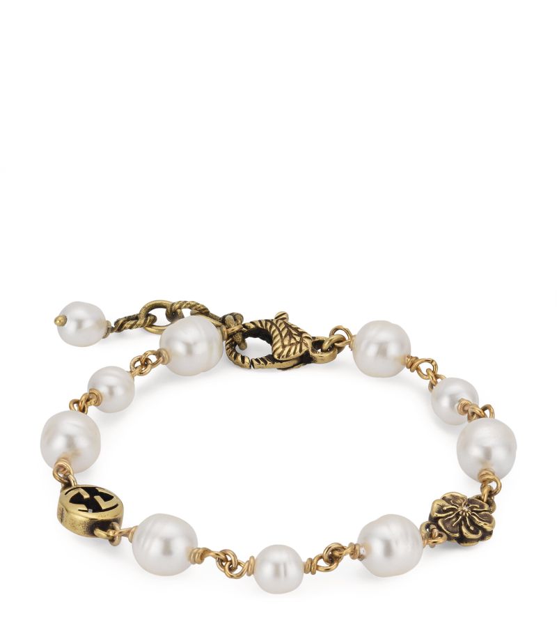 Gucci Gucci Interlocking G Flower Pearl Bracelet