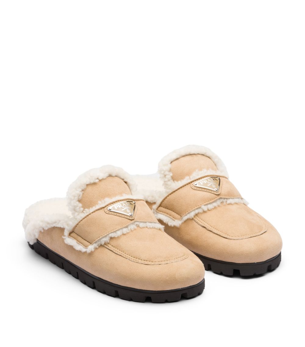 Prada Prada Shearling-Lined Triangle Mules