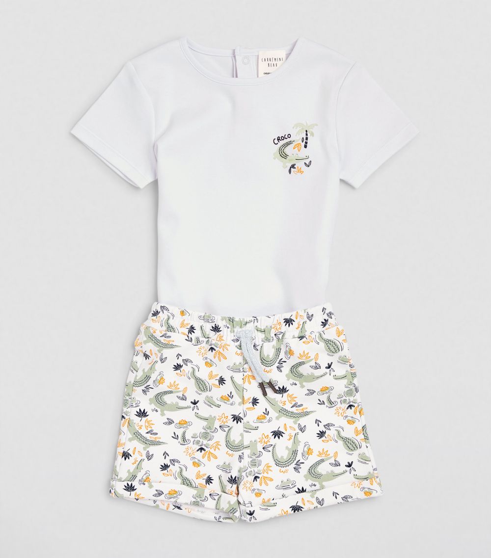 Carrément Beau Carrement Beau Crocodile Print T-Shirt And Shorts Set (9-18 Months)