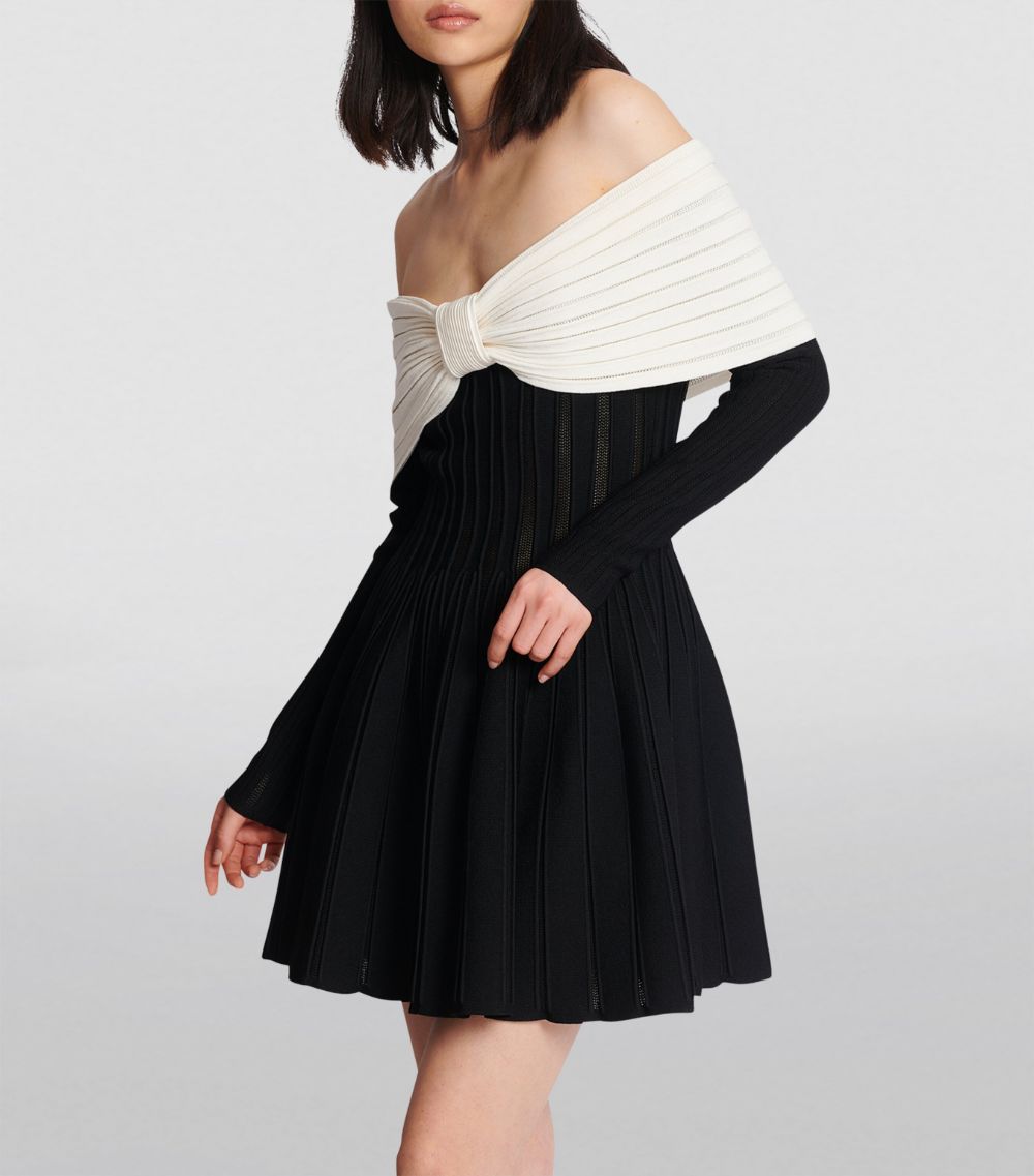 Balmain Balmain Off-The-Shoulder Knitted Mini Dress