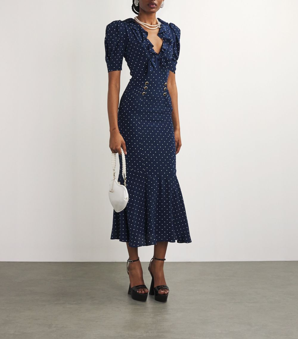 Alessandra Rich Alessandra Rich Silk Polk Dot Midi Dress