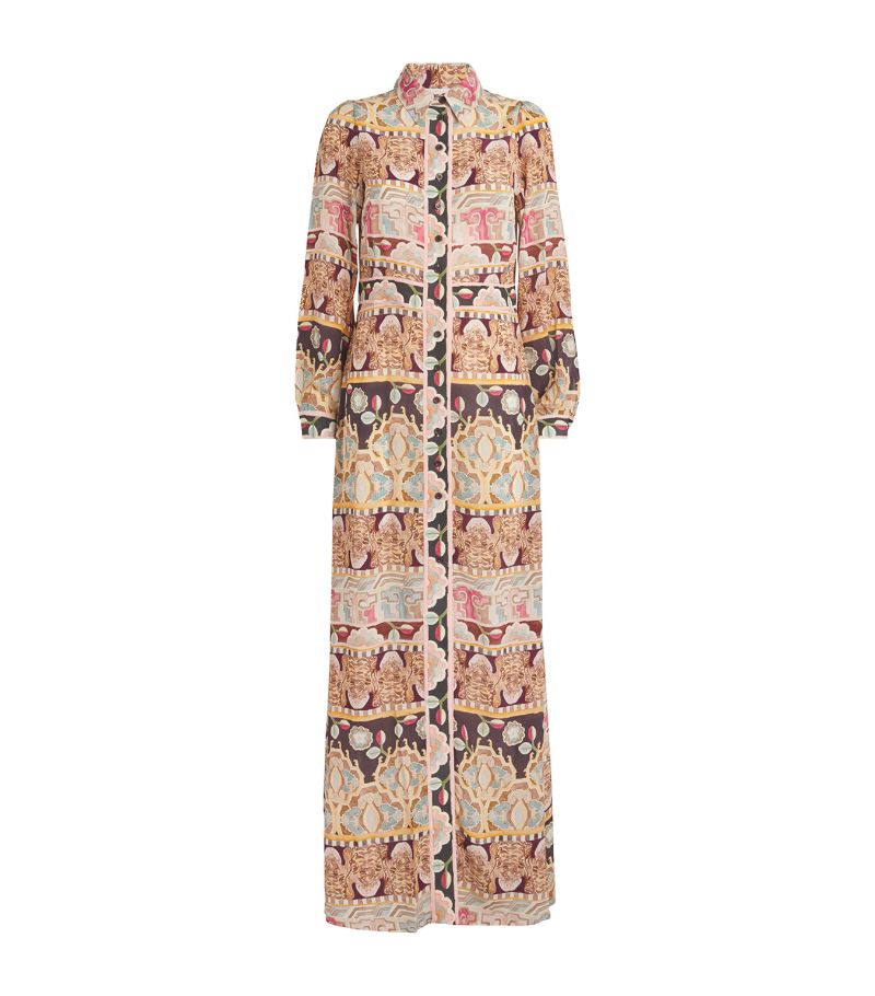 Hayley Menzies Hayley Menzies Silk Lotus Tiger Maxi Shirt Dress