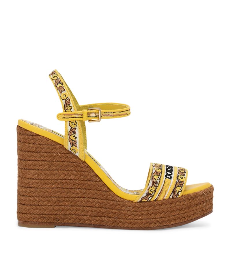 Dolce & Gabbana Dolce & Gabbana Embroidered-Logo Wedge Sandals