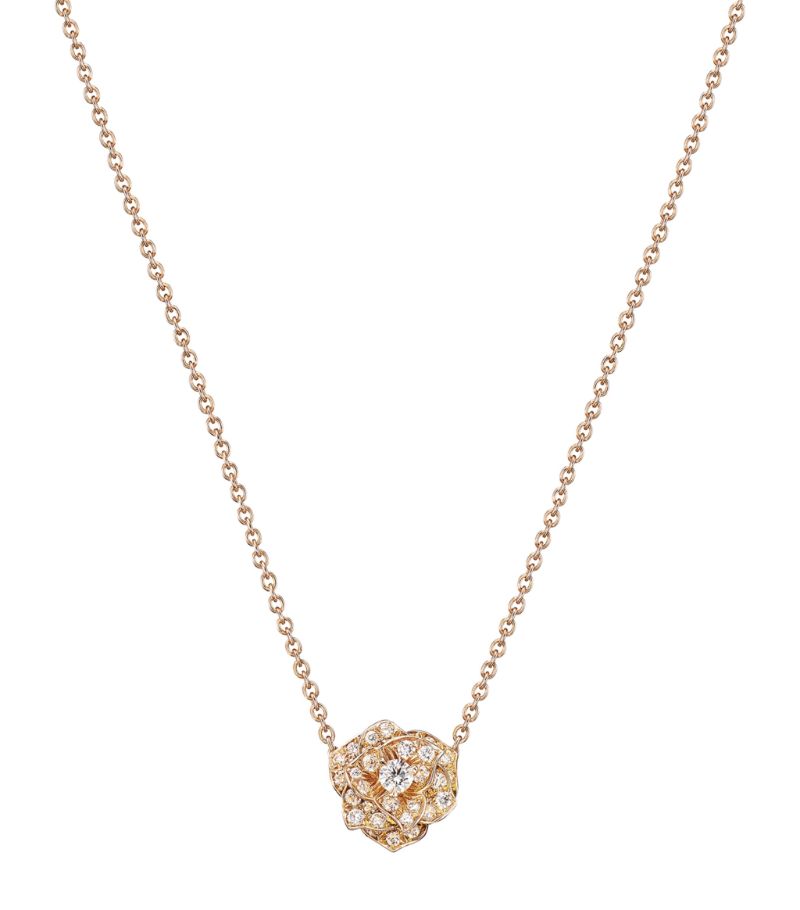 Piaget Piaget Rose Gold And Diamond Rose Pendant Necklace