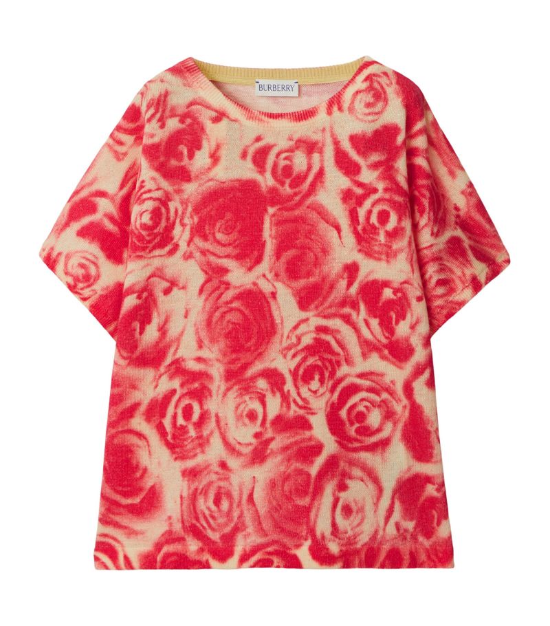 Burberry Burberry Kids Linen-Cotton Rose Print T-Shirt