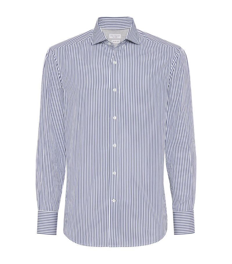 Brunello Cucinelli Brunello Cucinelli Poplin Striped Slim-Fit Shirt