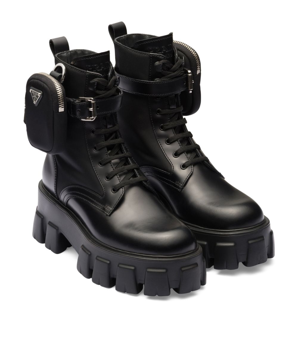 Prada Prada Monolith Lace-Up Boots with Pouch