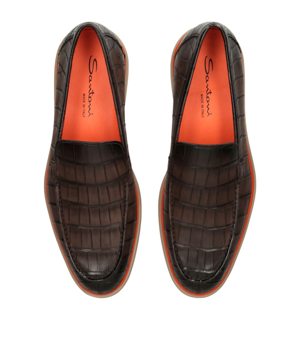 Santoni Santoni Crocodile Leather Detroit Loafers