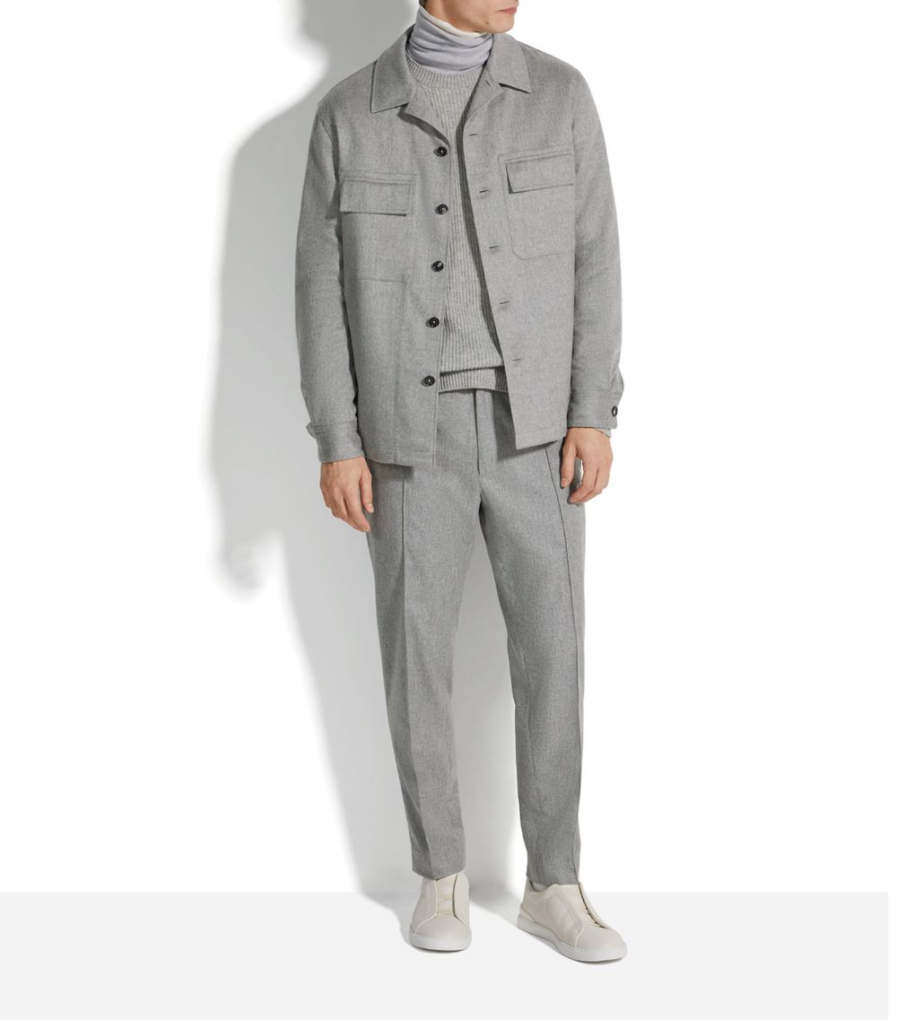 zegna Zegna Wool-Silk-Cashmere Drawstring Trousers