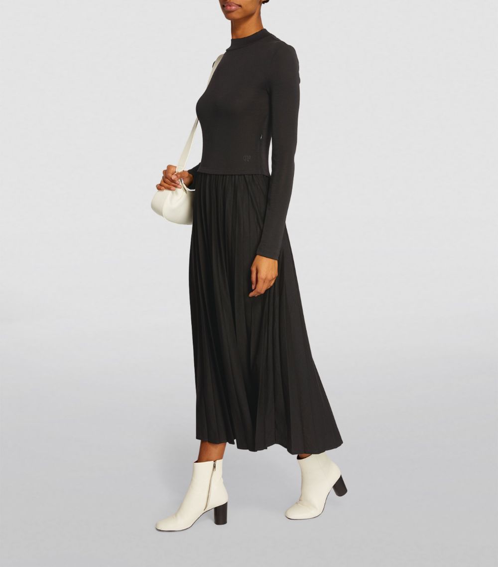  Claudie Pierlot Wool-Blend Pleated Maxi Dress