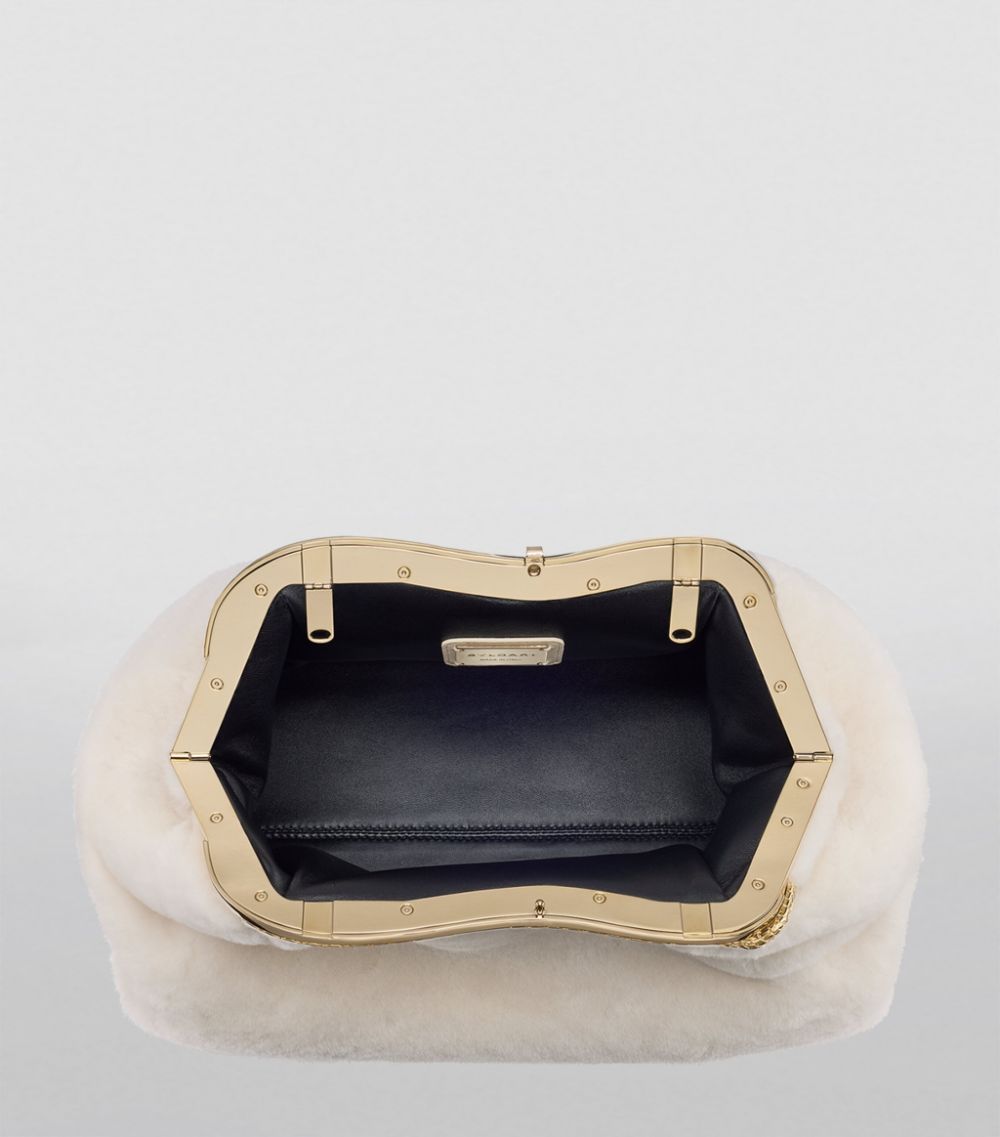 Bvlgari Bvlgari Shearling Serpentine Clutch Bag