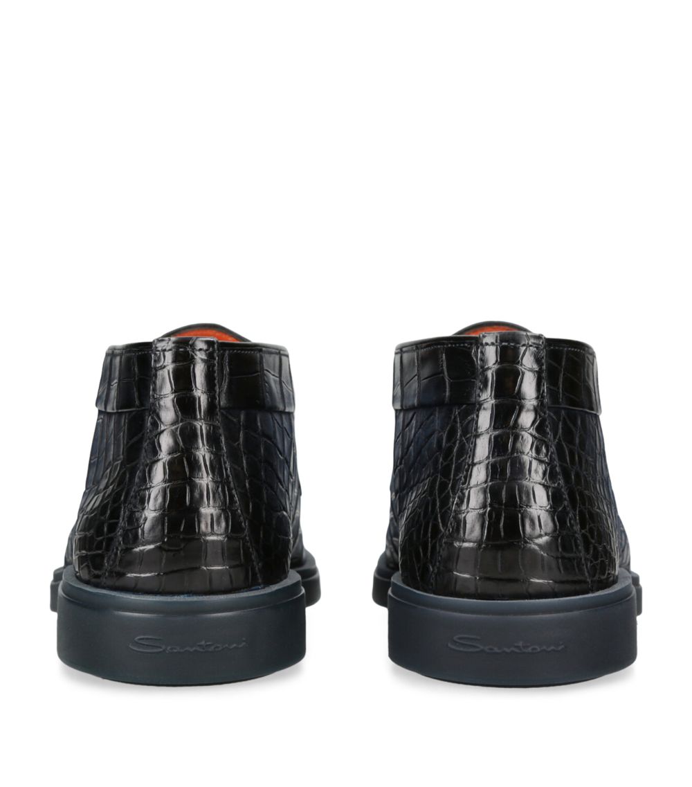 Santoni Santoni Crocodile Detroit High-Top Loafers