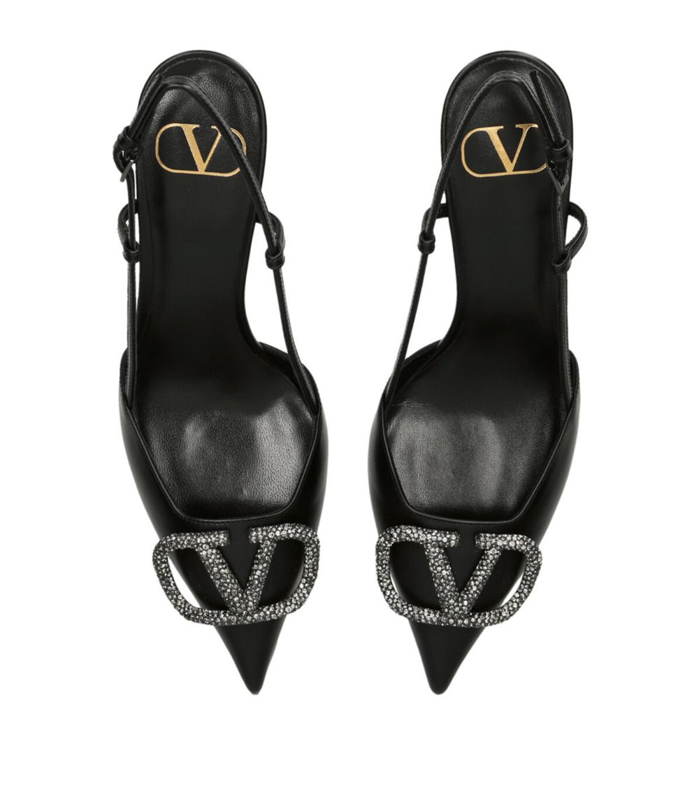 VALENTINO GARAVANI Valentino Garavani Leather Logo Slingback Court Shoes 80