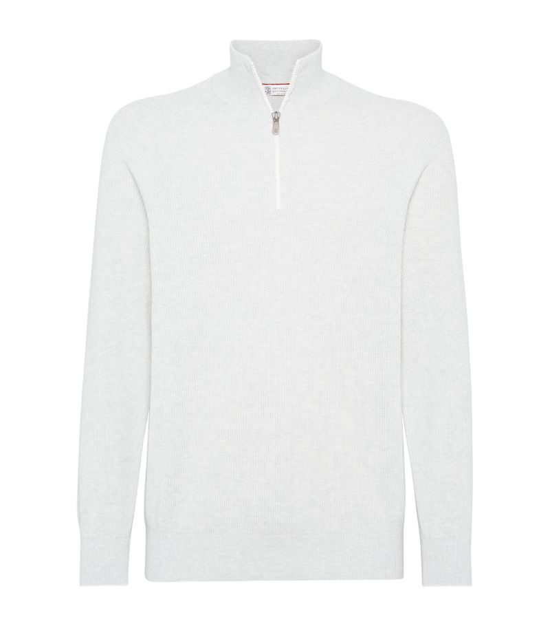 Brunello Cucinelli Brunello Cucinelli Ribbed Half-Zip Sweater