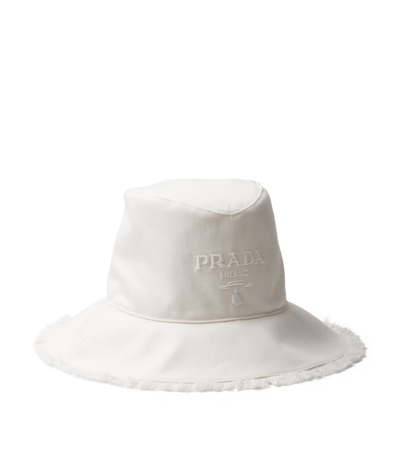 Prada Prada Wide-Brim Drill Bucket Hat