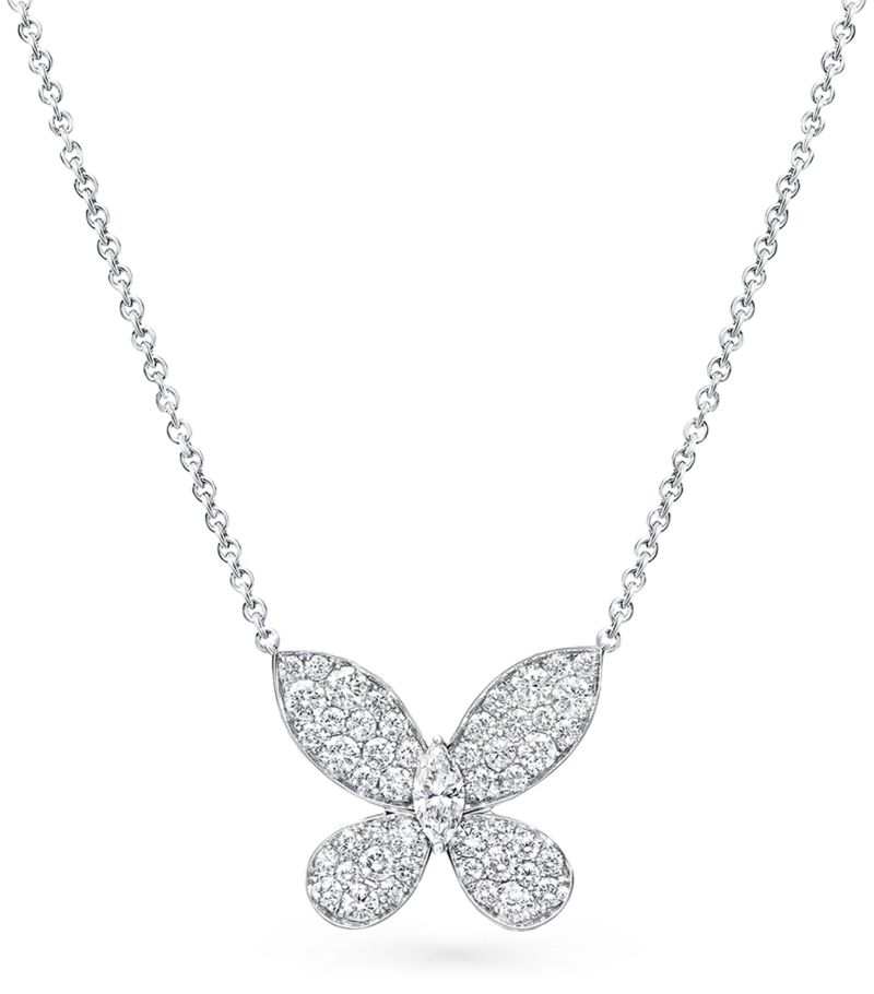 Graff Graff White Gold And Diamond Pavé Butterfly Small Pendant Necklace