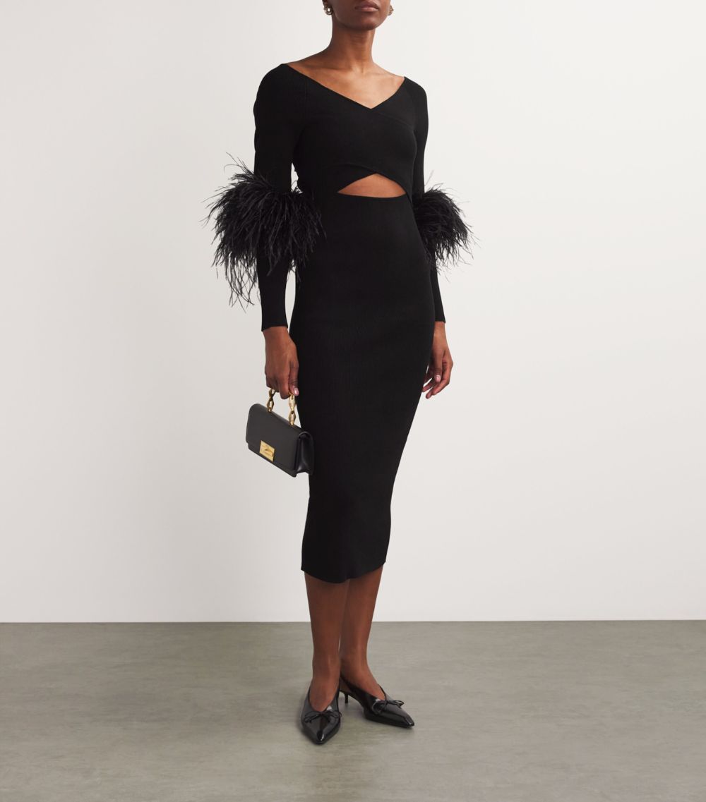 Lapointe Lapointe Ostrich Feather-Trimmed Cross-Front Dress