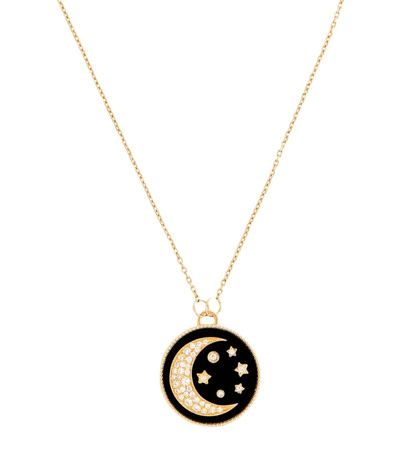 L'Atelier Nawbar L'ATELIER NAWBAR Mini Yellow Gold, Diamond and Onyx Cosmic Love Moonlight Necklace