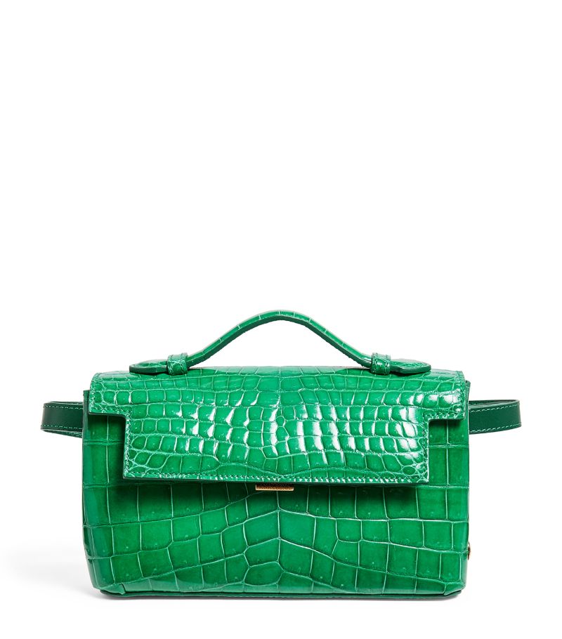 Analeena Analeena Crocodile Leather Lawn Clutch Bag
