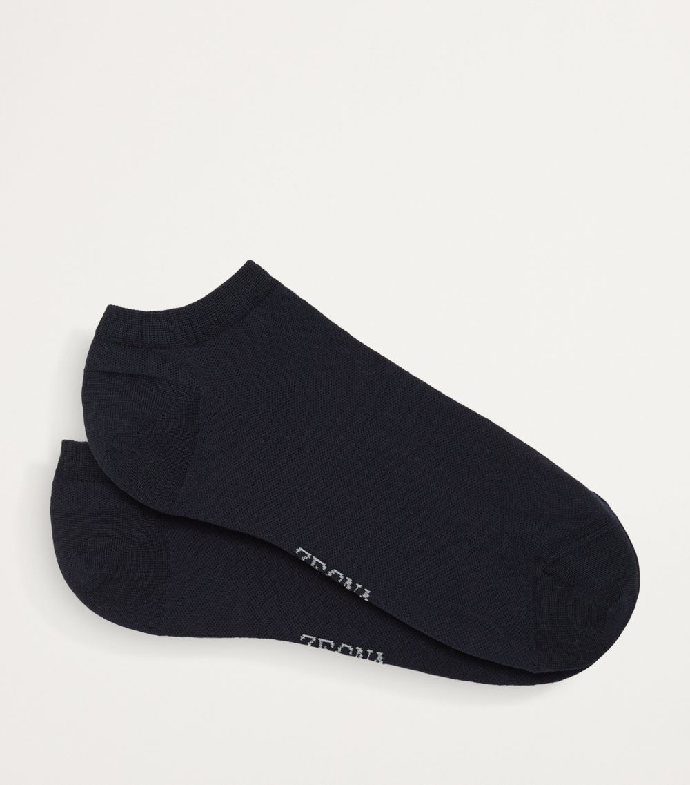 zegna Zegna Cotton-Blend Logo Ankle Socks