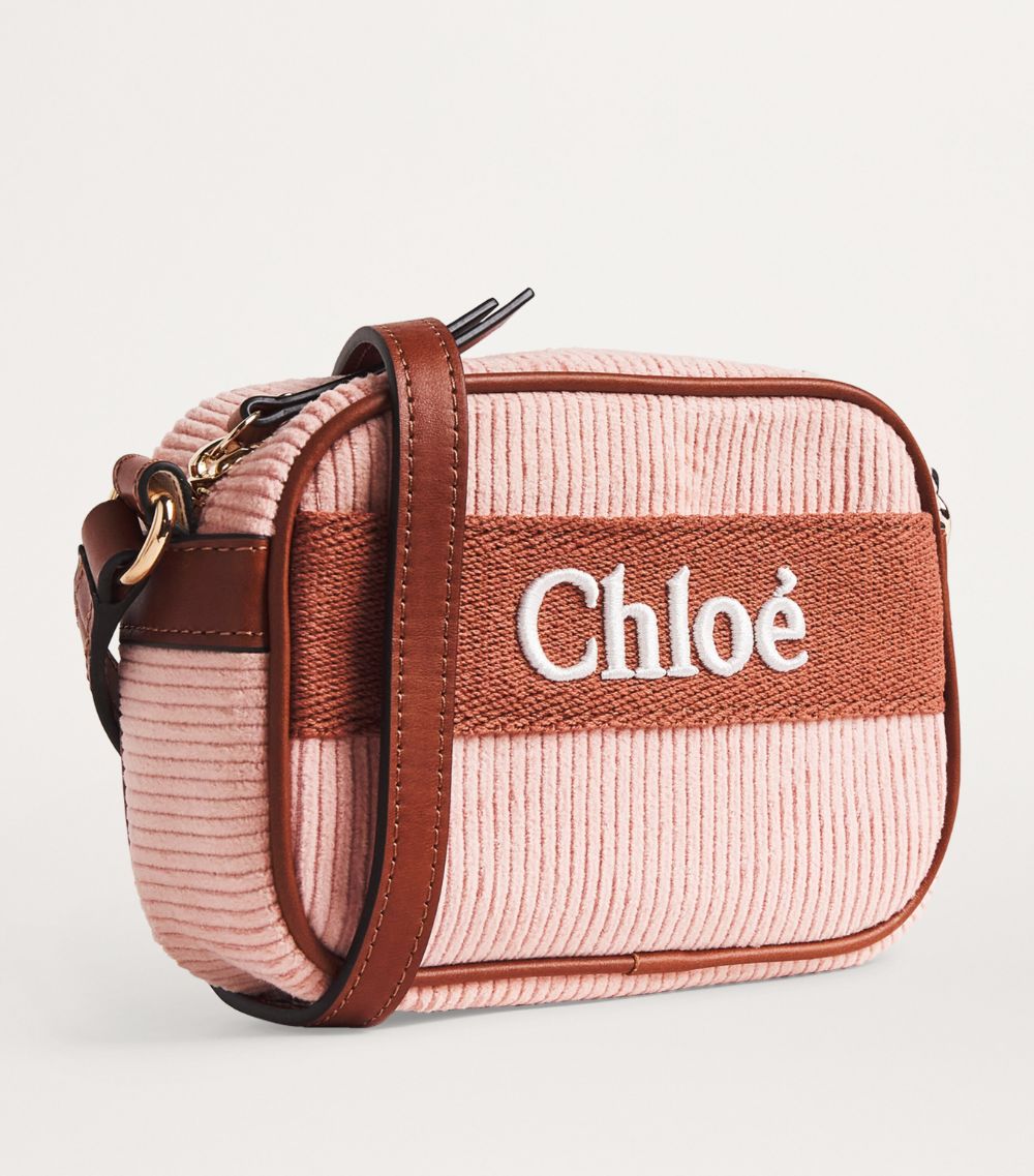 Chloé Kids Chloé Kids Corduroy Logo Shoulder Bag