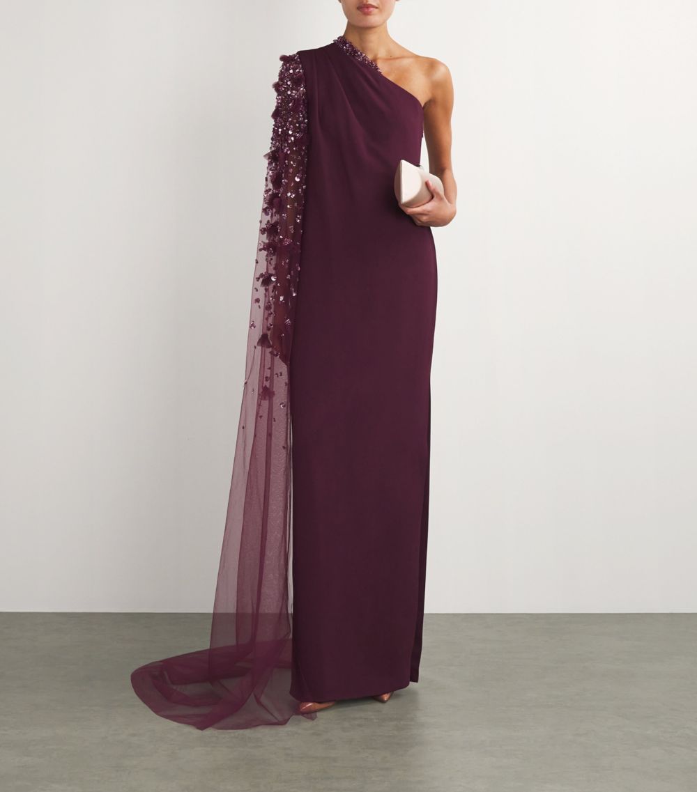 Pamella Roland Pamella Roland Embellished-Cape Gown