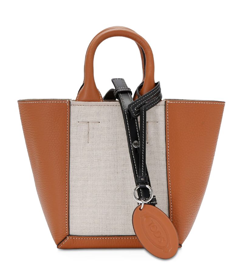 Tod's Tod'S Leather-Canvas Double Up Shopping Bag