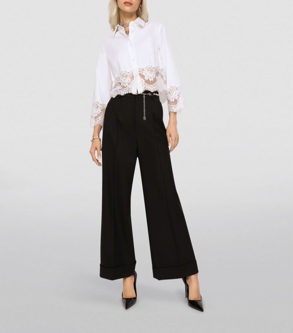 Dolce & Gabbana Dolce & Gabbana Cropped Lace-Trim Shirt