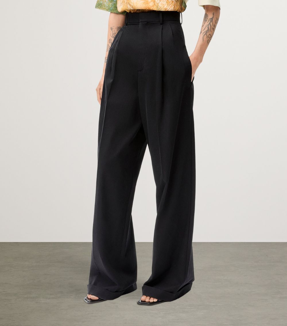 Loewe Loewe Cotton-Silk Gabardine Pleated Trousers