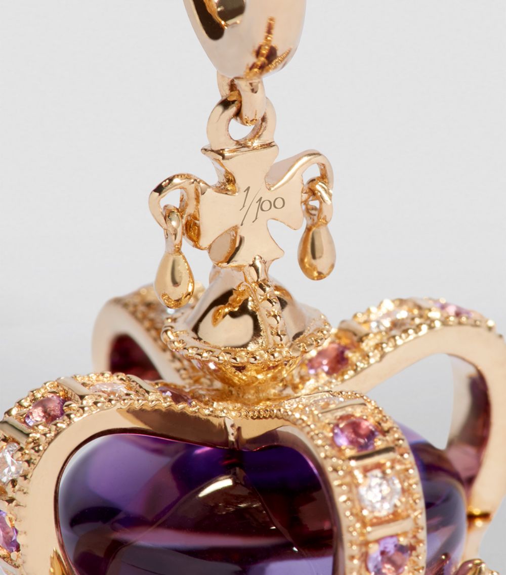 Annoushka Annoushka Yellow Gold, Diamond And Amethyst Coronation Crown Charm