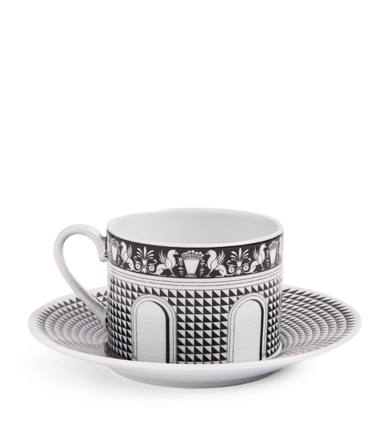 Fornasetti Fornasetti Porcelain Facciata Quattrocentesca Teacup And Saucer