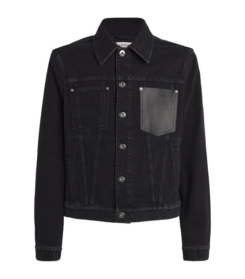 Lanvin Lanvin Leather-Patch Denim Jacket