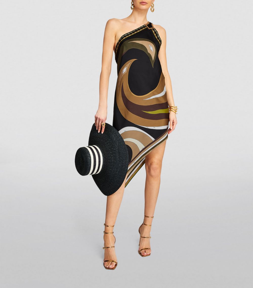 Emilio Pucci Pucci Cigni Print One-Shoulder Mini Dress