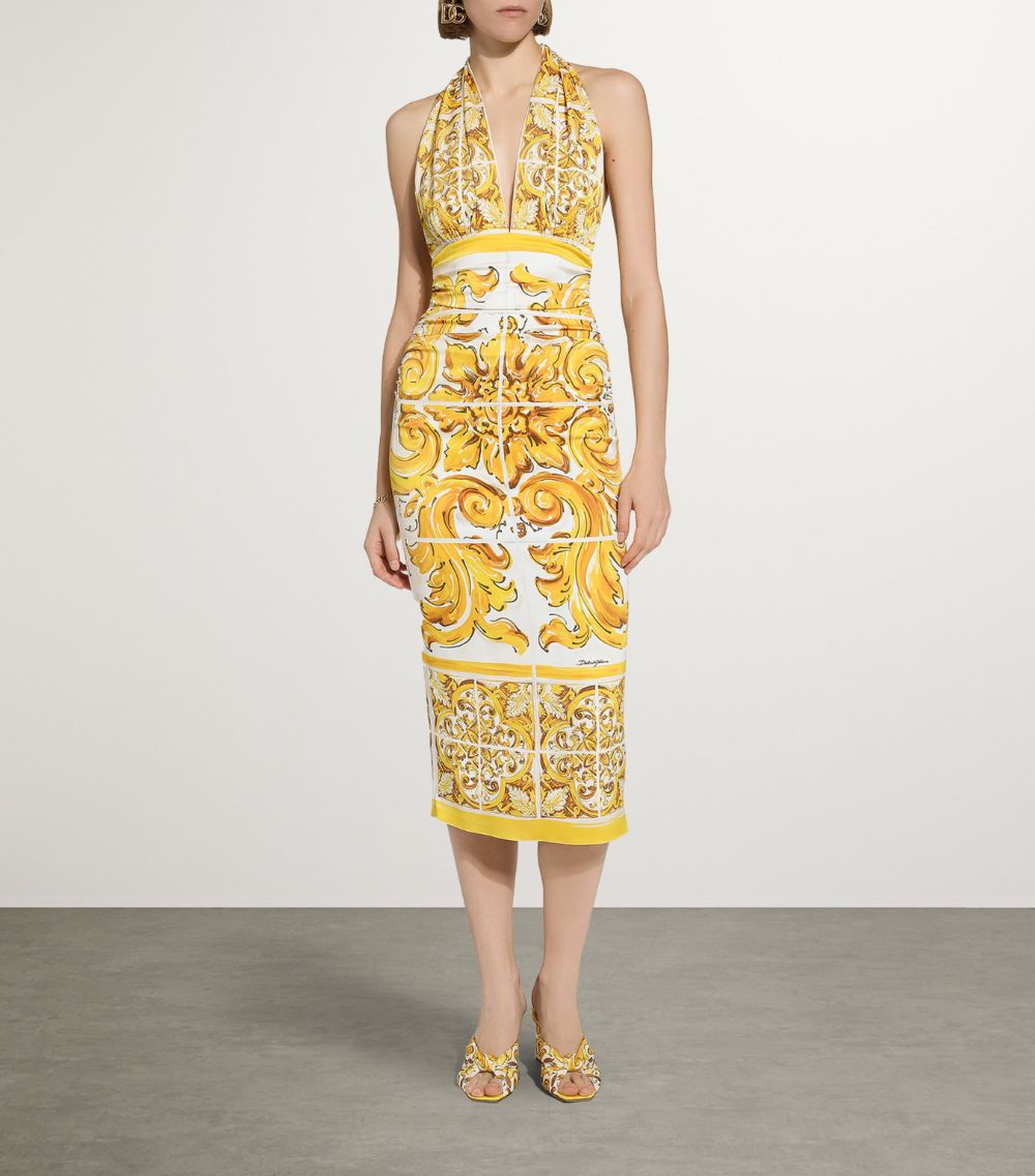 Dolce & Gabbana Dolce & Gabbana Halterneck Majolica Midi Dress