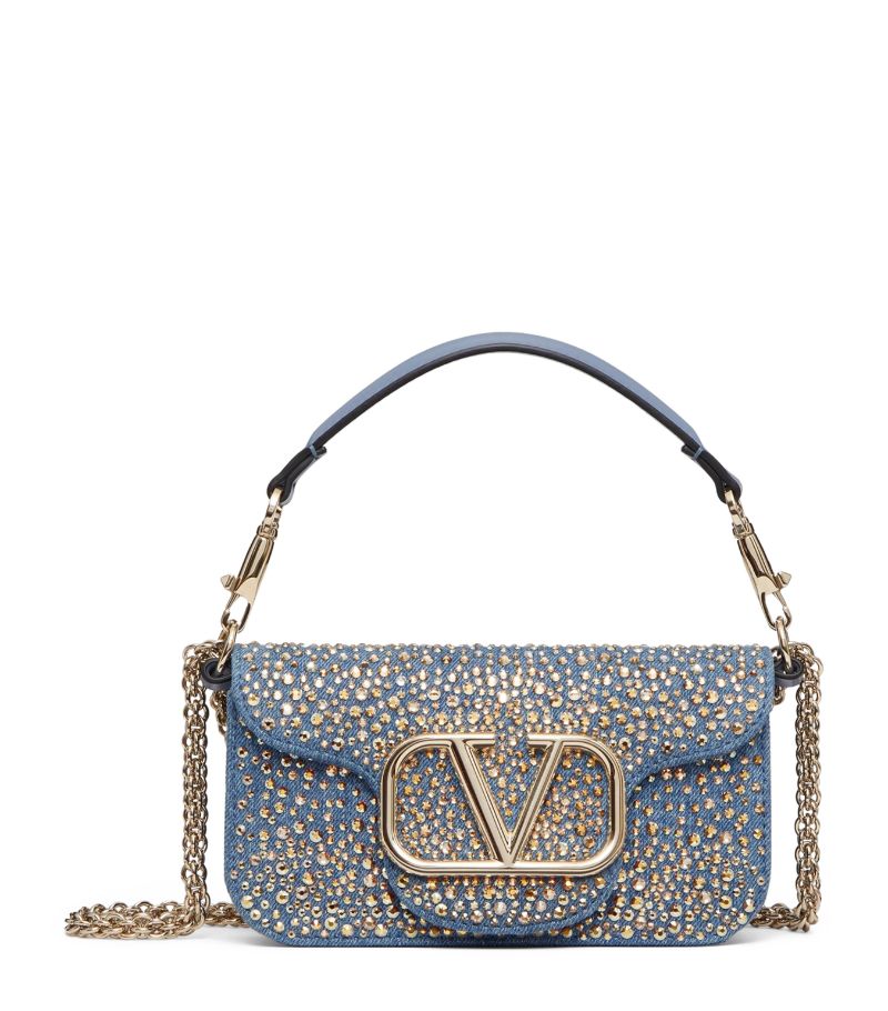 VALENTINO GARAVANI Valentino Garavani Denim Embellished Loco Shoulder Bag