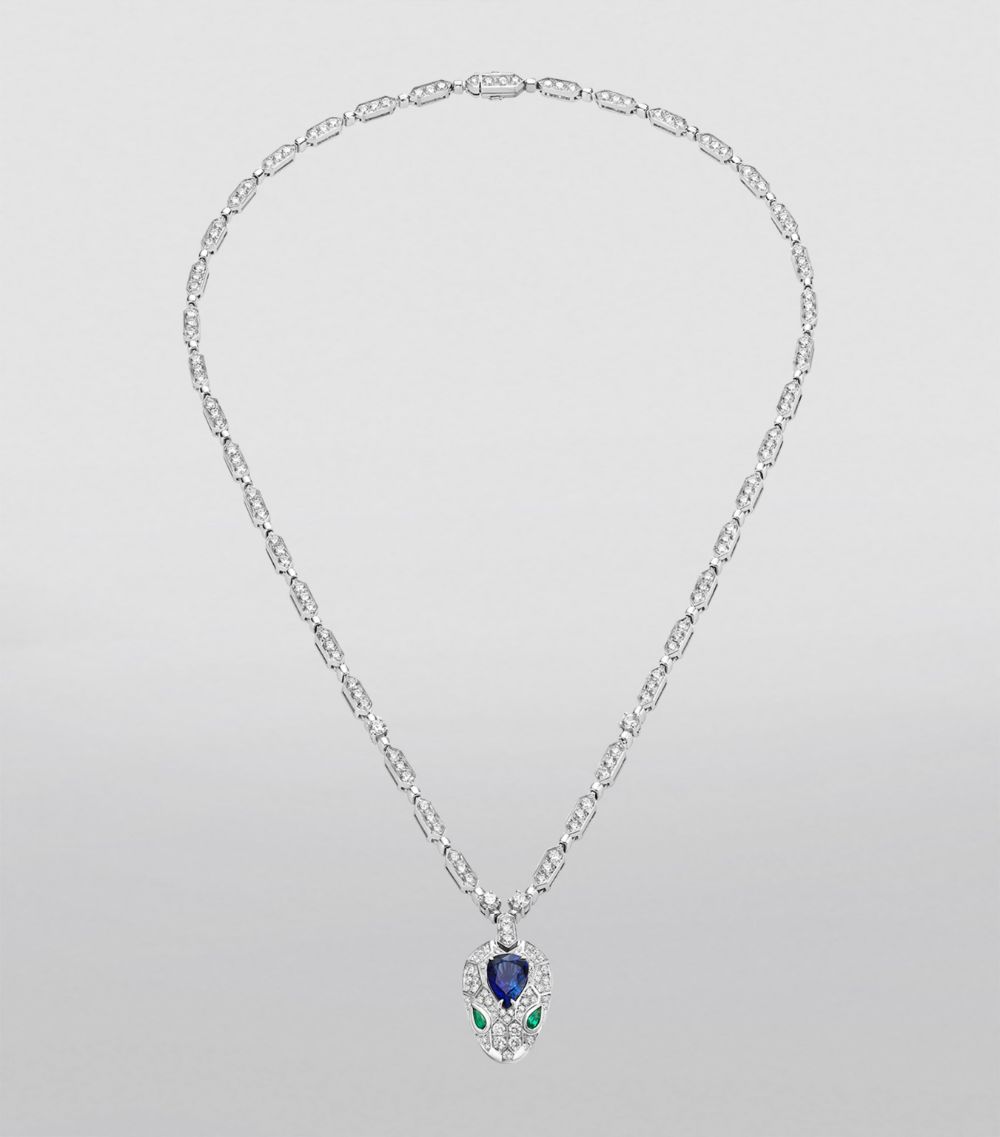 Bvlgari Bvlgari White Gold, Diamond, Emerald And Sapphire Serpenti Seduttori Necklace