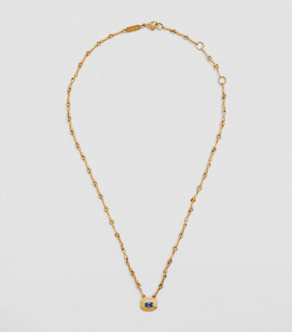 Azlee Azlee Yellow Gold and Sapphire Staircase Necklace