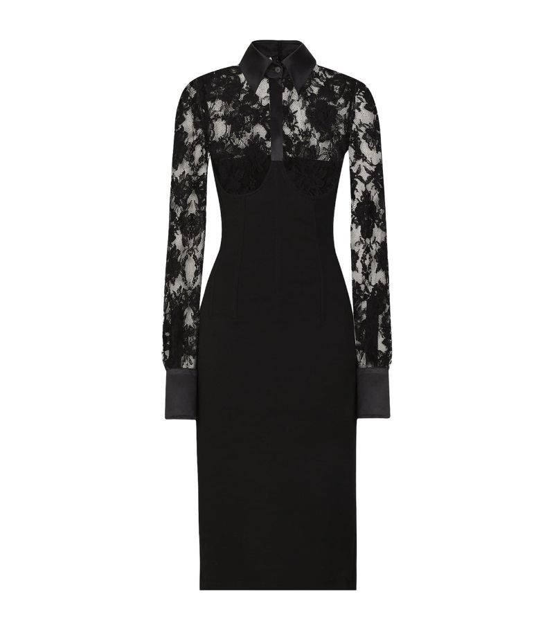 Dolce & Gabbana Dolce & Gabbana Lace Collared Midi Dress