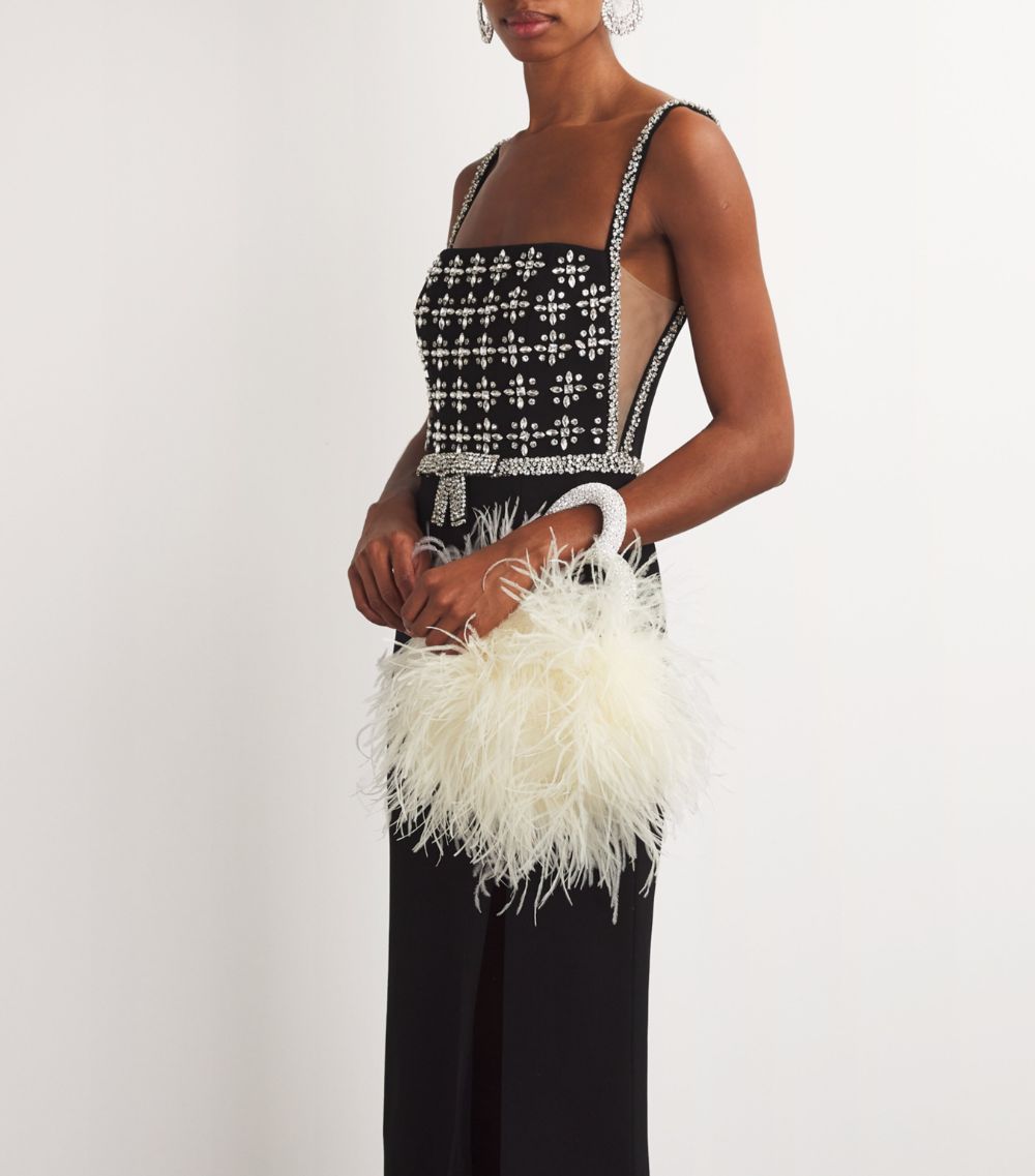 L'Alingi L'Alingi Crystal-Embellished Feather Clutch Bag