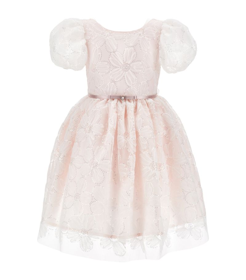 Monnalisa Monnalisa Tulle Floral Belted Dress (4-14 Years)