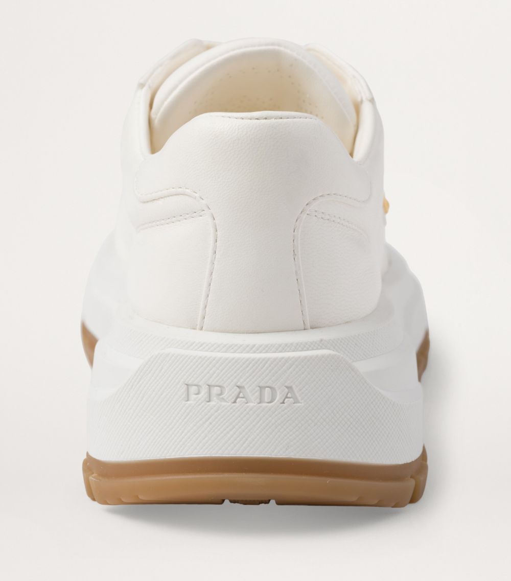 Prada Prada Leather Triangle Sneakers