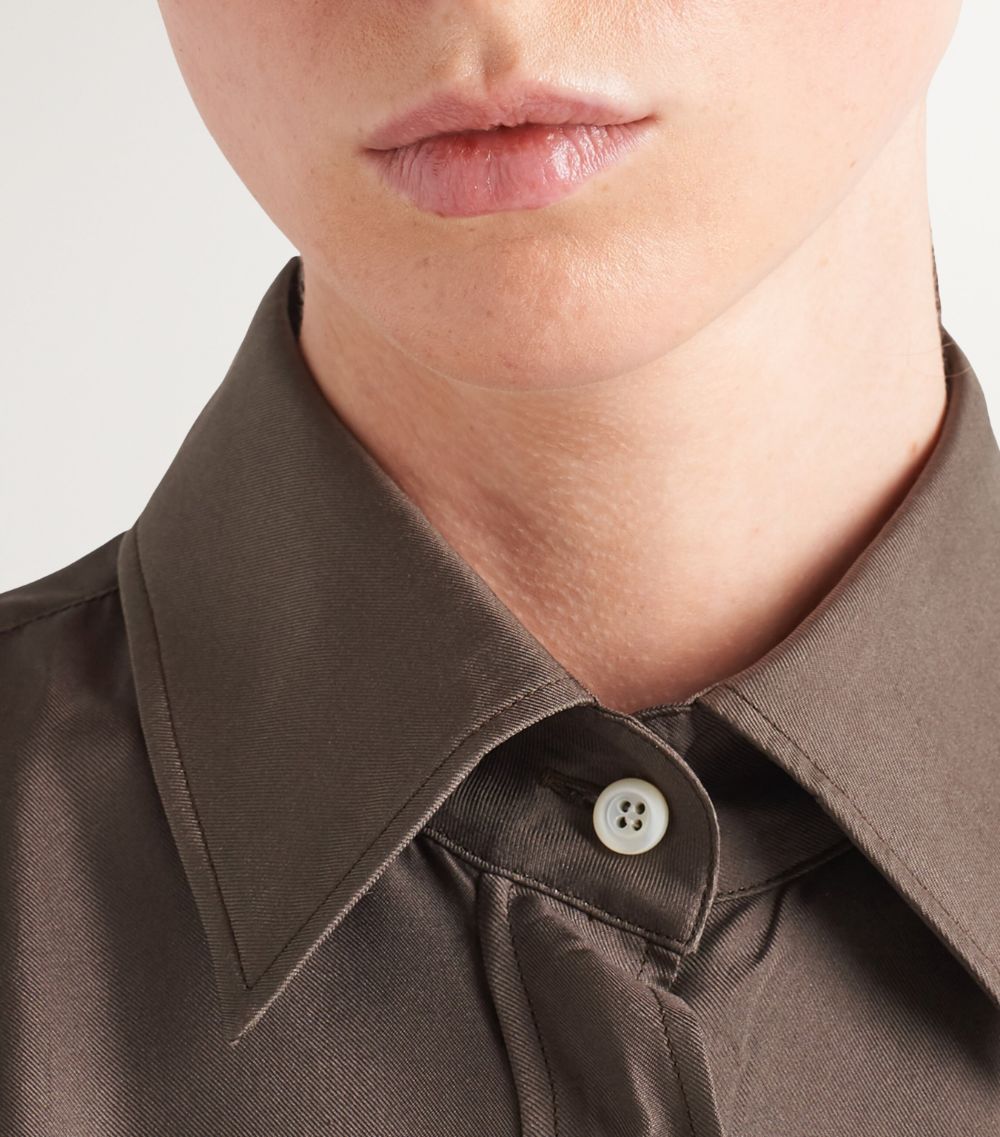 Prada Prada Silk Twill Shirt Midi Dress