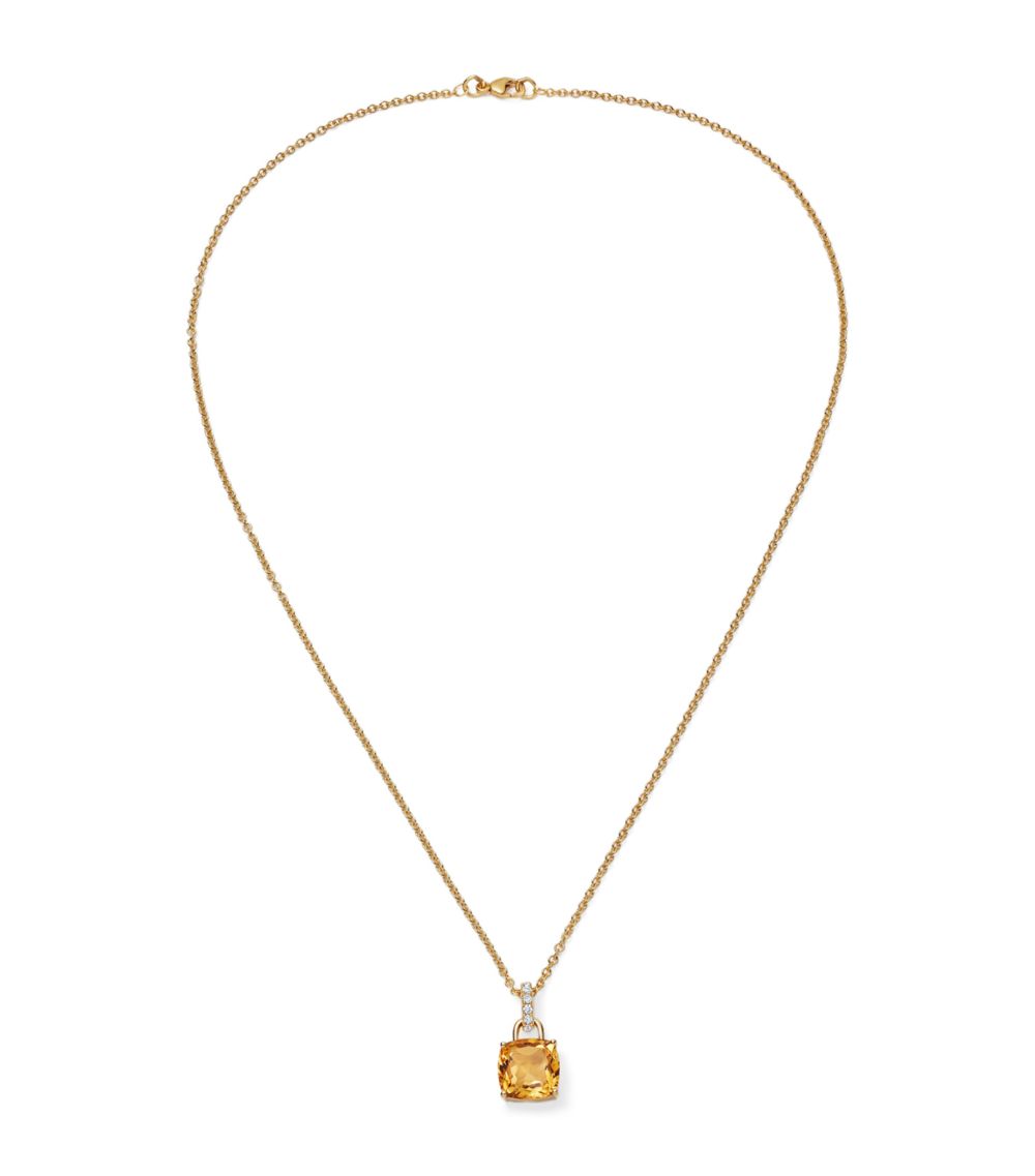 Kiki Mcdonough Kiki Mcdonough Yellow Gold, Diamond And Citrine Pendant Necklace
