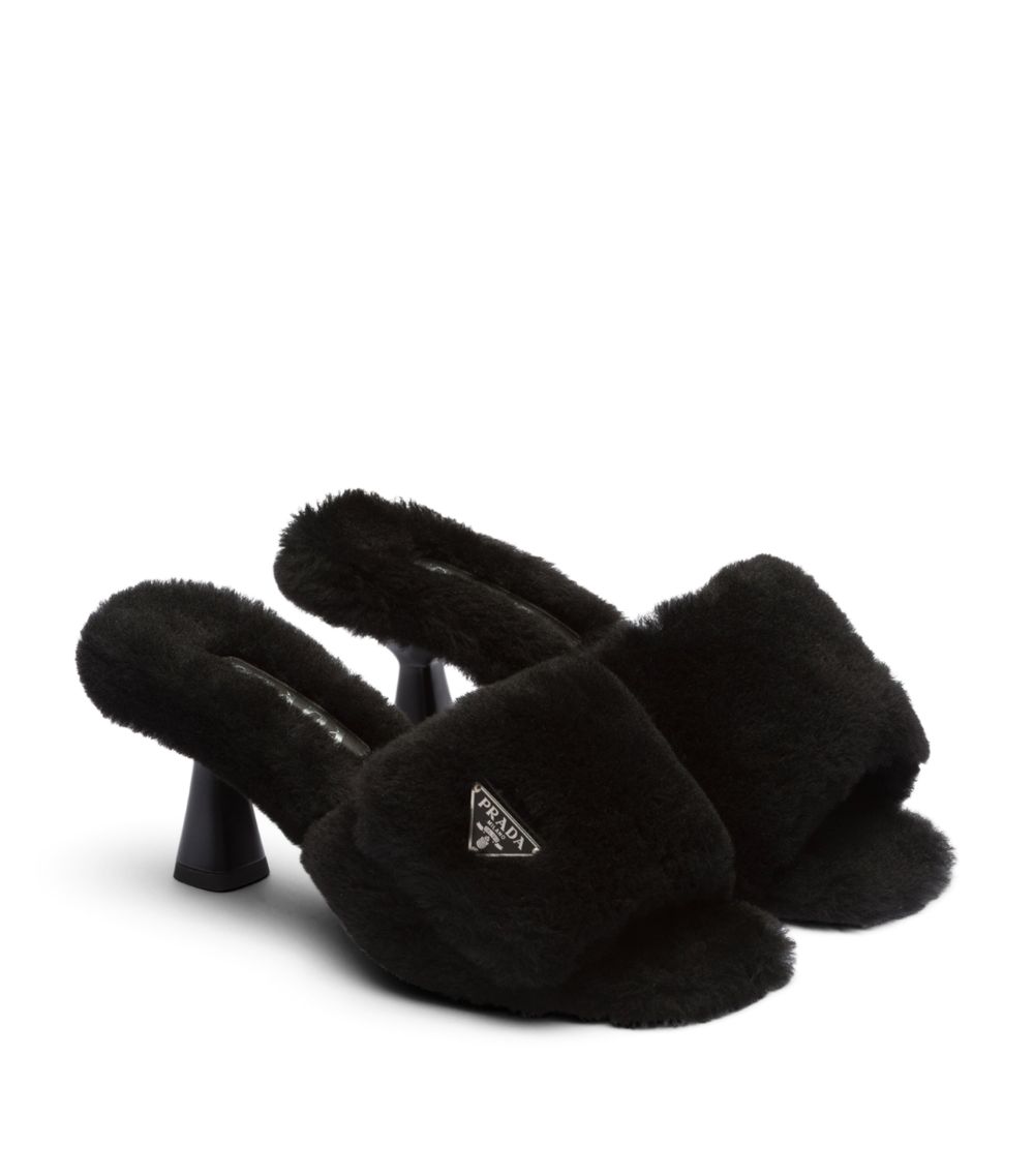 Prada Prada Shearling Triangle Mules 65