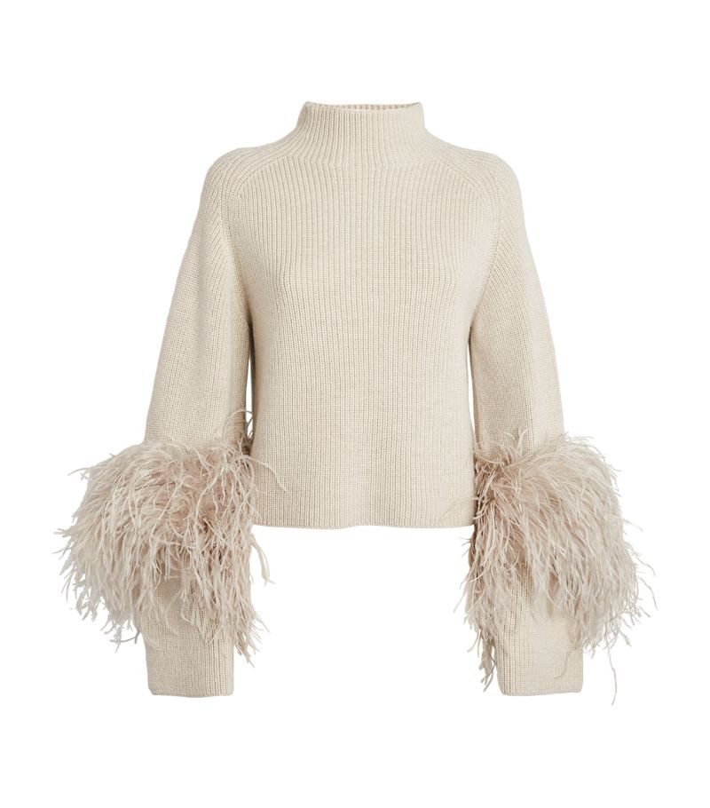 Lapointe LAPOINTE Feather-Trim Wool Sweater