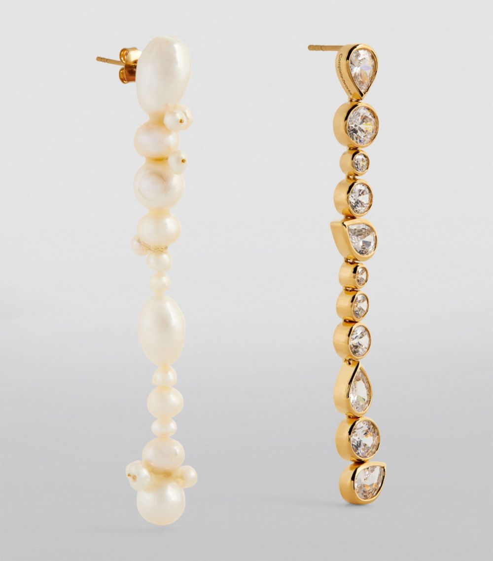 Completedworks Completedworks Gold Vermeil, Zirconia and Pearl Glitch Earrings